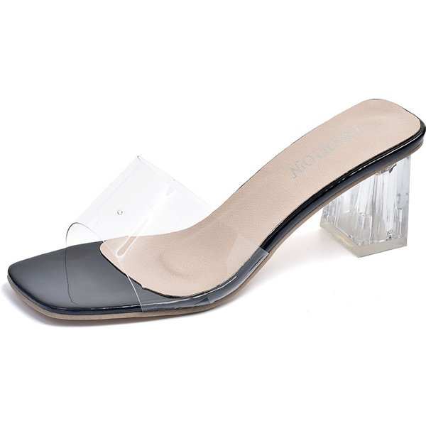 2022 Spring/Summer New Beach Vacation Thick Heel Transparent Sandals for Women's Fairy Wind Cooling Slippers with High