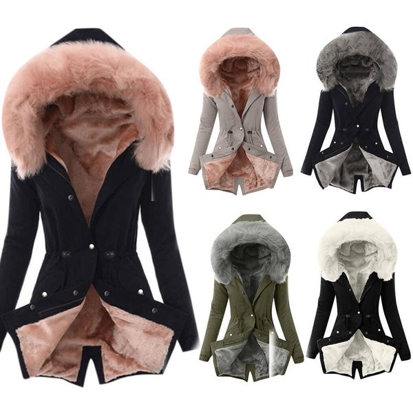 Women's Clothing Autumn And Winter New Cotton Coat Hooded Slim Warm Zipper Jacket