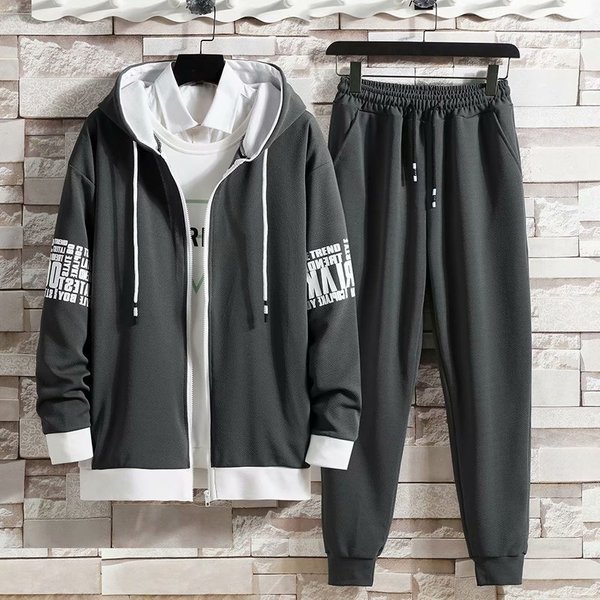 2022 Autumn New Men's Casual Sports Suit Fashion Trend Long Sleeve Sweater Pants Two-Piece Set Wholesale-image