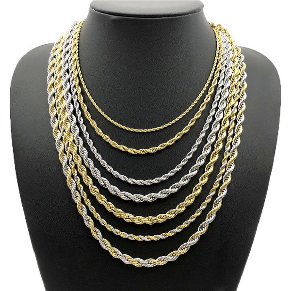 Straight Stainless Fried Dough Twists Necklace Titanium Steel Fashion Hip-Hop Pendant With Chain For Lovers-image