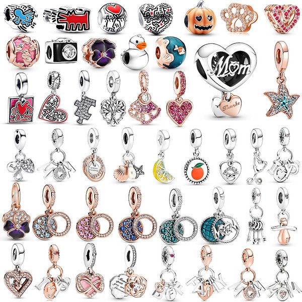 Jewelry Findings & Components Luxury Silver Love Pendant Alloy Diamond Hollow Beaded Accessories Diy-image