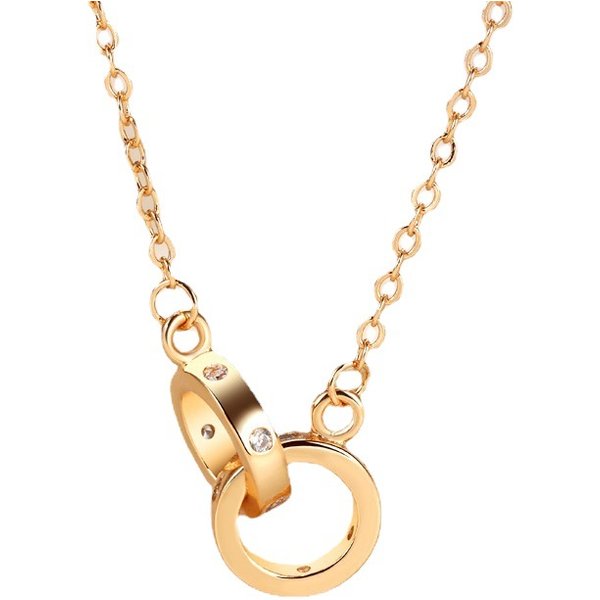 Women's Jewelry Mobius Double Ring Necklace Light Luxury Temperament Fashion All Match Personality Niche Clavicle Chain-image