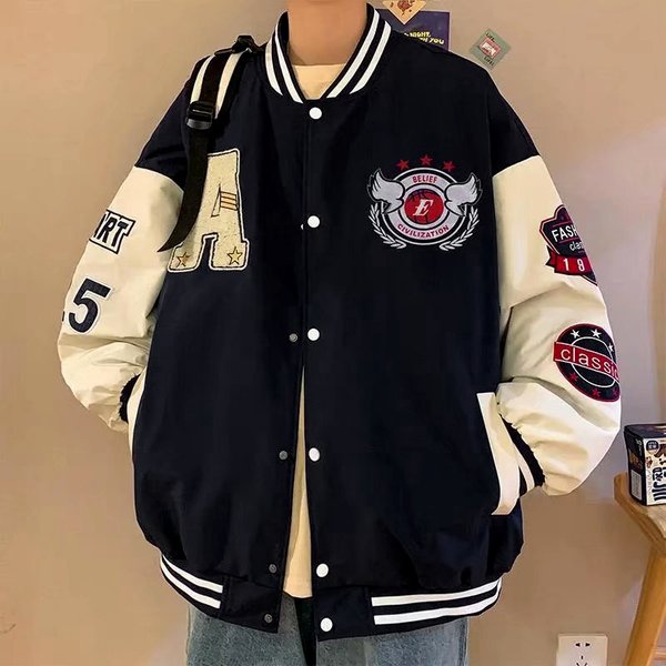 Men's Clothing Autumn New Baseball Uniform Embroidered Letter Print Jacket Men's Loose Couple Wear Teenagers Student Long Sleeve Jacket-image