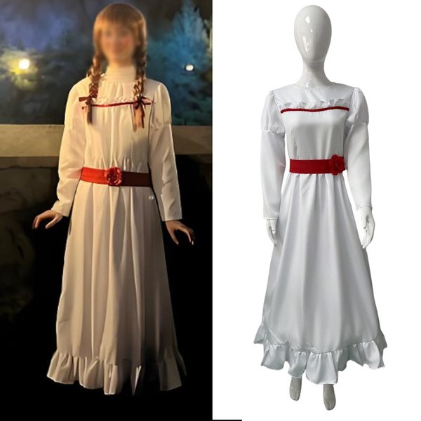 Elegant White Annabelle Halloween Cosplay Dress - Sweet Anime Lolita Costume For Stage Performance & Role Play (XS-XXXL)