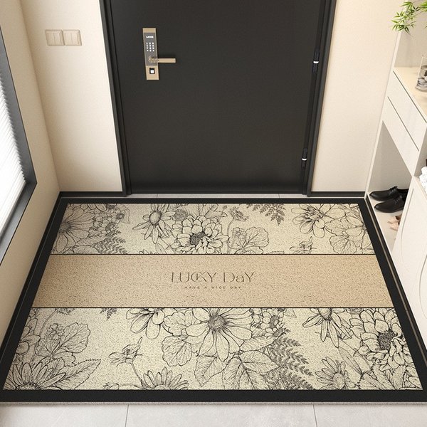 Home Furniture Light Luxury Retro Door Anti Slip Mat Foot Mat Porch Carpet Dirt Resistant Wash Free Mat Entrance Door Wire Ring Floor Mat-image