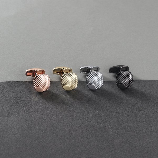 High End Electroplated Gold, Silver Rose Gold Gun Black Four-Color Metal Cufflinks For Business Men Fashionable And Simple French Cufflinks-image