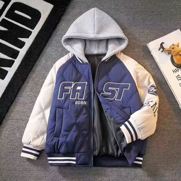 Kid's Clothing Boys' Quilted Jacket Autumn And Winter Thickened Baseball Jacket Winter Thin Cotton Children's Cotton Jacket Two Cotton New