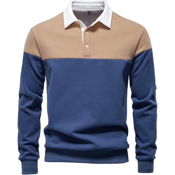 Men's Clothing New Long Sleeve Polo Collar Sweatshirt High Quality Casual Foreign Trade Men's Sweatshirt
