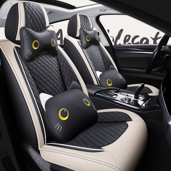 Car Seat Cushion Four Seasons Universal Fully Surrounded Cute Seat Cover Goddess Seat Cushion All-Inclusive Car Seat Cover Winter Car Interior-image