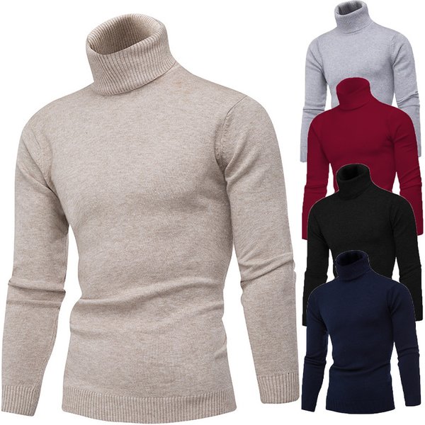 Men's Clothing turtleneck sweater slim men's solid color pullover bottoming sweater