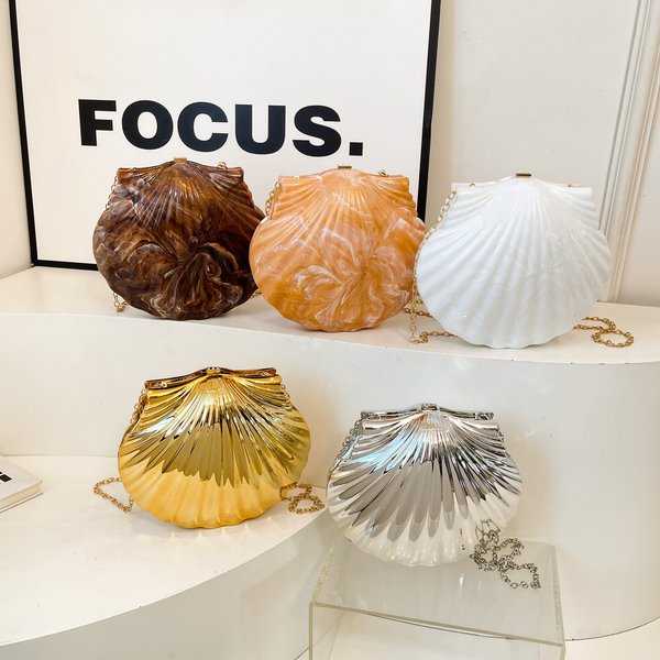 Stone Pattern Shell Acrylic Bag Female Retro Box Bag High End Evening Bag Shoulder Messenger Bag-image