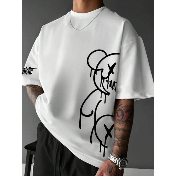 Men's Clothing Pure Cotton TMen's Casual Versatile Simple Graphic Print Short