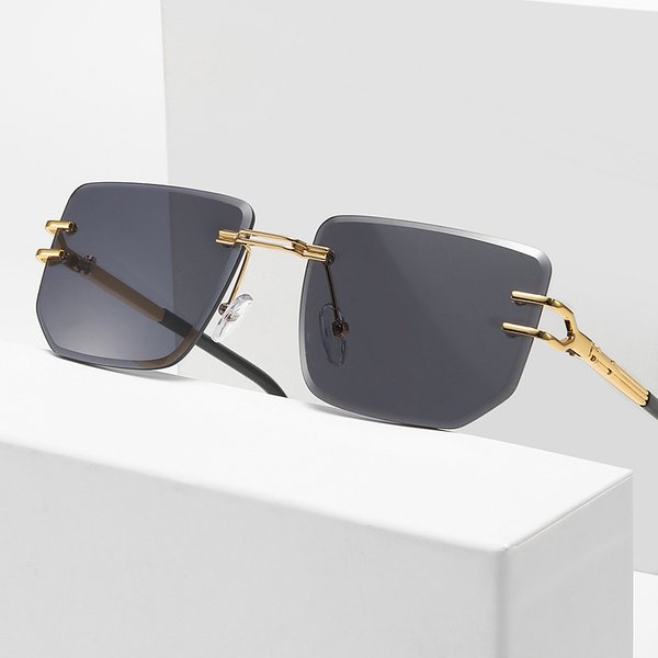2023 New Fashion Frameless Trimmed Women Metal Sunglasses For Men Trendy Glasses-image