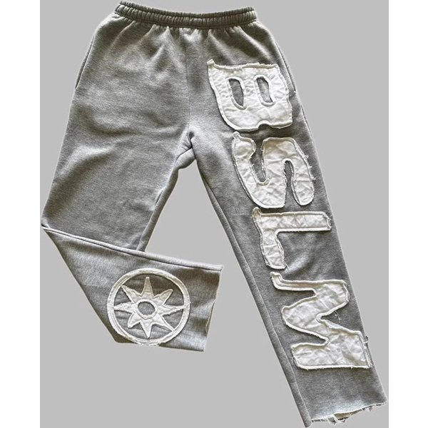 Men's Clothing Hot Selling Personality Street Hip Hop Letter Patch Sweatpants Men Fashion Casual Loose Trousers-image