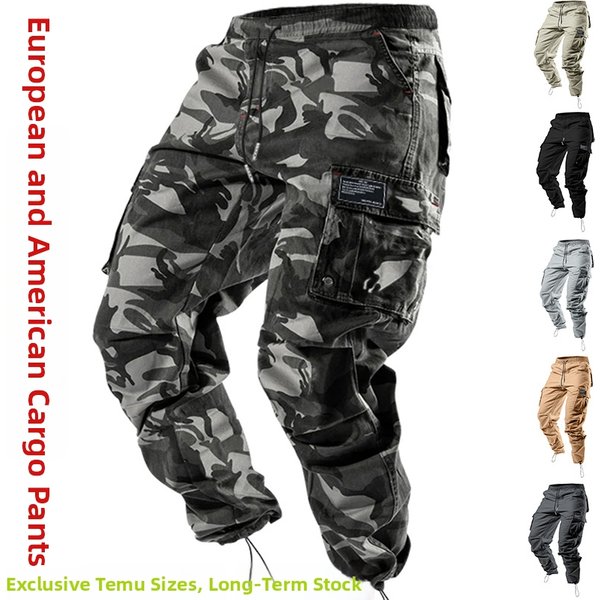 Men's Clothing Spring Autumn Men's Casual Loose Cuff Trousers Multi Pocket Solid Color Workwear For Formal & Casual