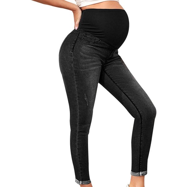 Family matching maternity jeans maternity wear high waist belly lift hip elastic 2024 new