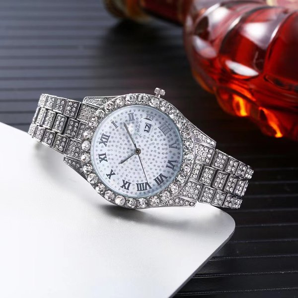 Explosions Fashion Business Style Full Diamond Quartz Watch In Stock Wholesale Quartz Watch-image