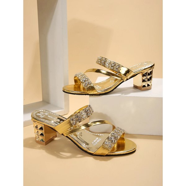 Summer New Sandals And Medium Thick Women's Slippers With Open Toe High Heel Rhinestones-image
