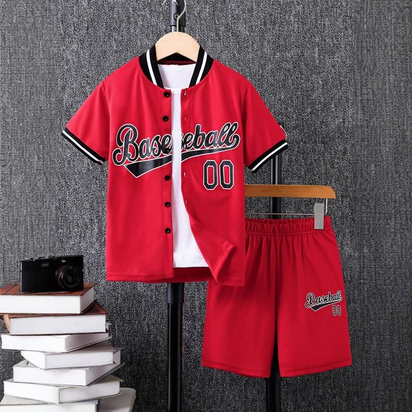 Mother & Kids Boys' Casual Outfit Set Short Sleeve T-Shirt Shorts Combo Cotton Comfortable Playwear-image