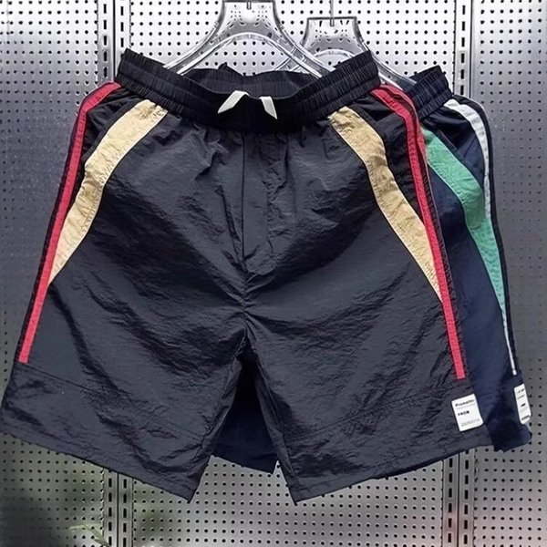 Men's Color Blocked Sweatpants Shorts Summer Trendy Straight Leg Casual Fashion Loose Fitting Five Point Athletic Pants-image