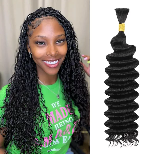 Human Braiding Hair Deep Wave Bulk Human Hair For Braiding 100% Unprocessed Curly Micro Hair Extensions-image