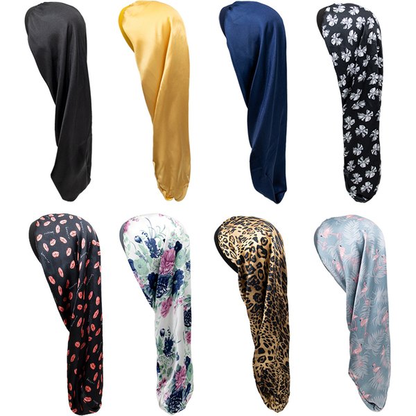 Women's High Elastic Long Tube Satin Sleeping Cap Sleep Cap Long Hair Care Hat Source