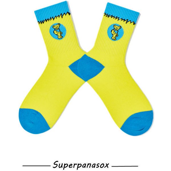 2025e INS Trendy Brand Women's Mid-Calf Cartoon Cute Bear Unisex Sports Cotton Long Socks Men