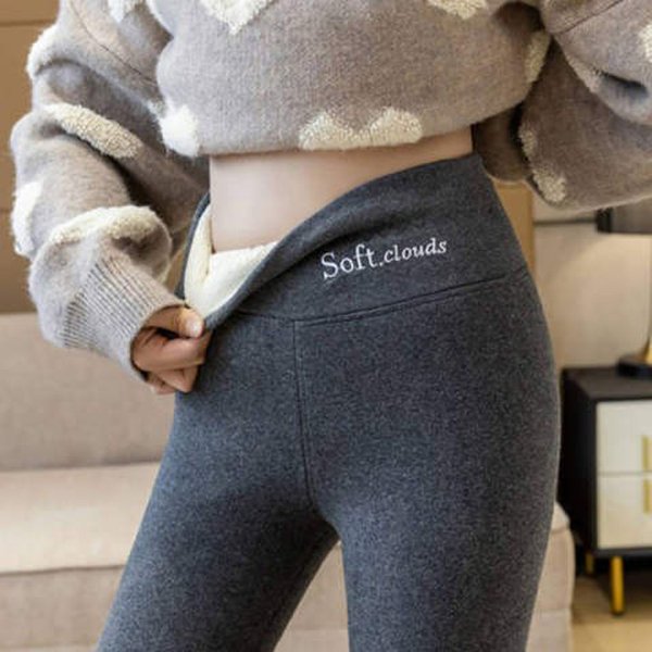 Women'S Large size sherpa leggings for women in autumn and winter, plus velvet and thickening for outer wear, high waisted leggings, warm cotton pants