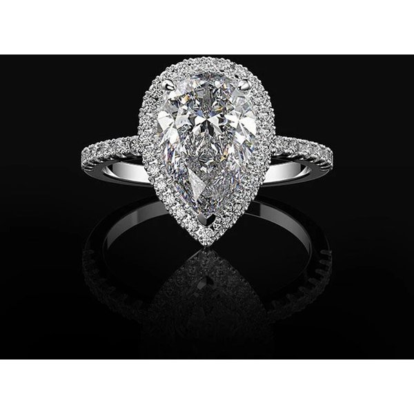Cao Shi Jewelry Creative Shining Water Drop Shaped Zircon Wedding Ring Women's Jewelry-image