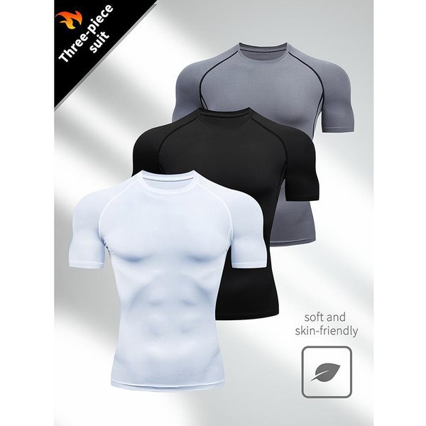 Men's Quick Drying Short Sleeve T-Shirt Space Station Fitness Sports Top Breathable Polyester For Running Training-image
