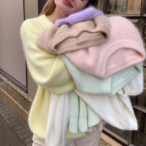 Women's Clothing Imitation Mink Sweater For Women, Lazy Style, Loose And Super Soft Knitted Top For Women, Versatile-image