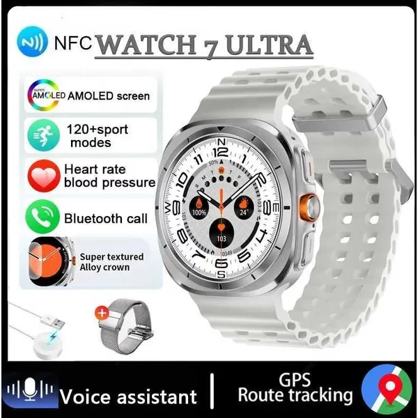 2025 New Ultra Gps Nfc Smart For Samsung Galaxy Compass Temperature Watch Outdoor Sport Men Amoled Upgraded Smartwatch 7-image