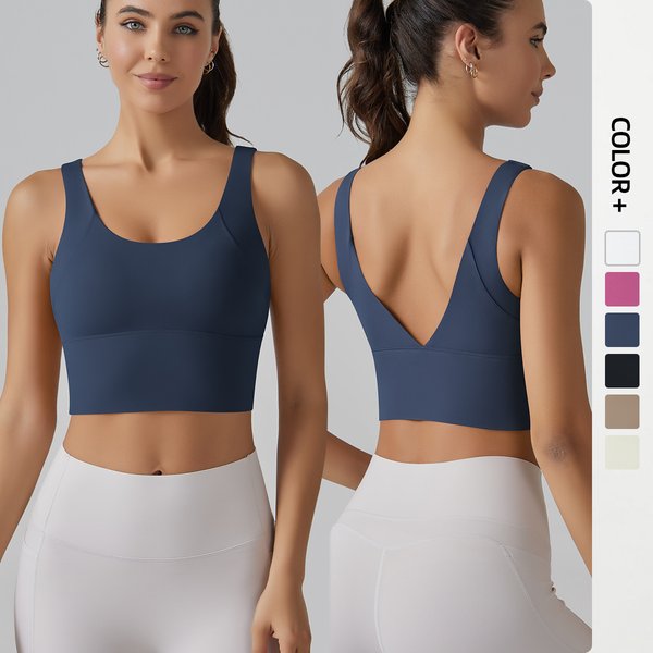 Nokometa V-Shaped Beautiful Back Cloud Feeling Integrated Cup Sports Underwear Tight High Elastic Running Fitness Yoga Clothes Bra-image