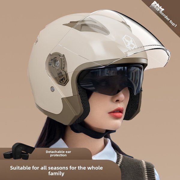 Foreign Trade Dedicated Motorcycle Helmet Men's Winter Warm Battery Car Half Helmet Female Four Seasons Universal Sun Protection Helmet-image