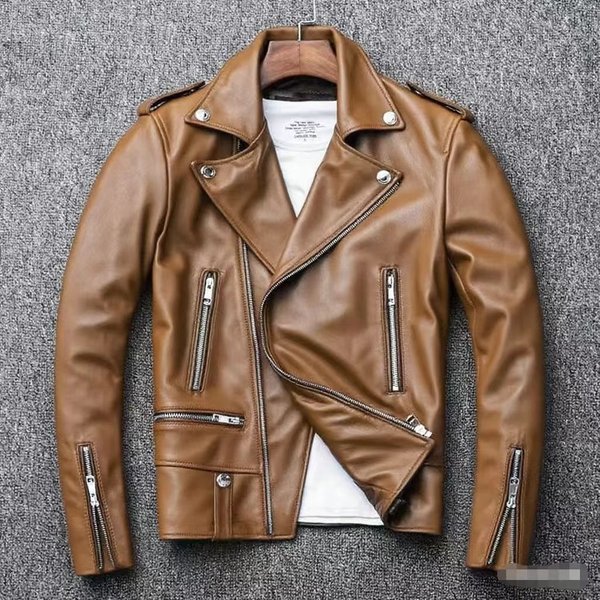 Men's Pu Motorcycle Leather Jacket, Autumn Style, 2025 New Casual Versatile Slim Fit Thickened Plus Size Men's Leather Jacket.-image
