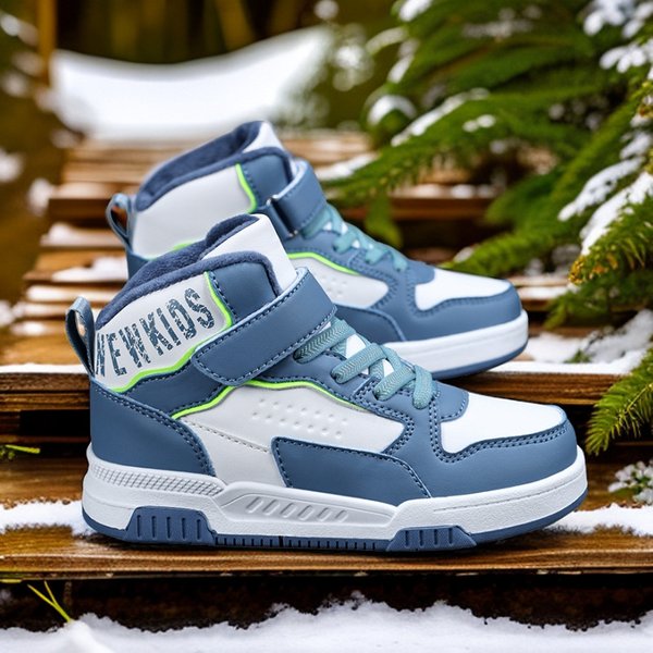 Kids' Shoes Children's High Top Sneakers For Boys 2024 New Winter Plus Velvet And Cotton Warm For Girls Middle And Large Children Casual Shoes-image