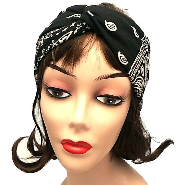 Unisex Wide Edge Vintage Cashew Print Cross Headband Temperament Sports Headband With Face Wash Headband Tide-image