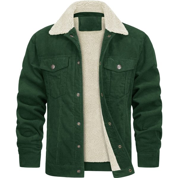 Men's Clothing Autumn And Winter New Men's Long Sleeved Lapel Corduroy Plus Velvet Jacket