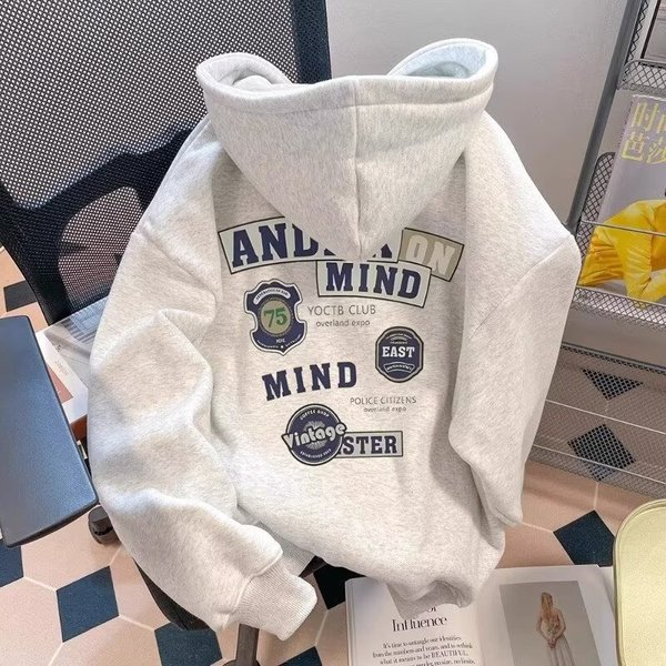 American Style Trendy Brand Hooded Fleece Sweatshirt For Men, Autumn And Winter New Heavyweight Casual Versatile Couple-image