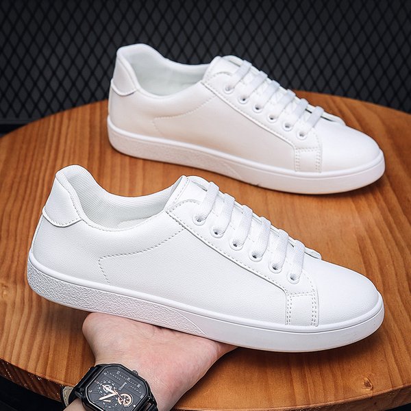Four Seasons Sneakers White Leather Simple Fashion Casual Men's Breathable Shoes-image