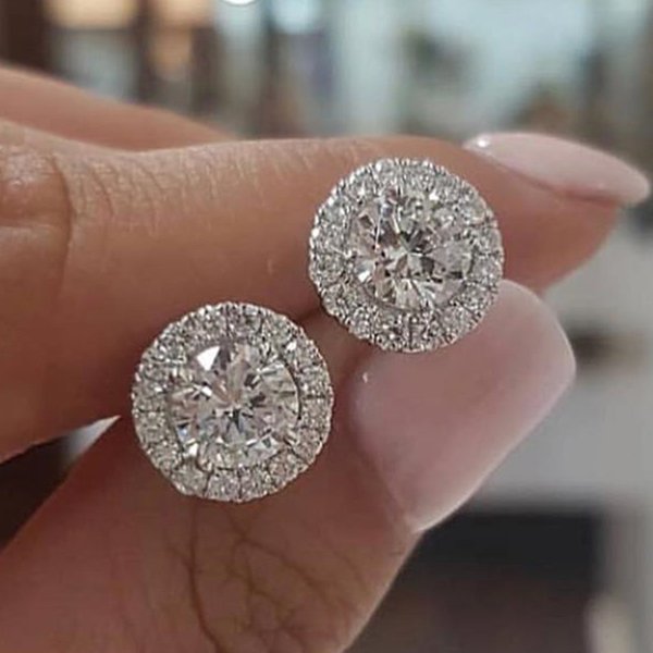 Unisex Jewelry Fashion Round Dia Stud Fashion Ladies Zircon Earrings