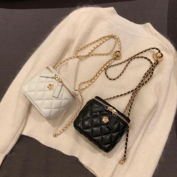 Ladies Bag2023 New Camellia Rhombus Chain Box Small Women's Summer Mini One Shoulder Crossbody Bag