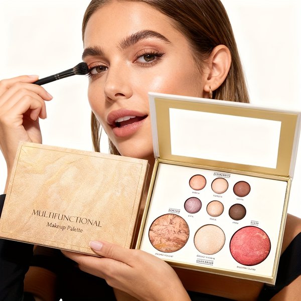 Buy Get One Free, Gilded Multi-Color Makeup Palette - Eyeshadow, Contour, Blush, Highlighter, And Sleep Mask In One.
