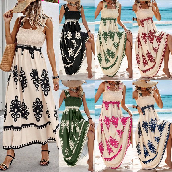 Women's Clothing Printed Wrap Dress Regular Fit For Beach Holiday Spring/Autumn Summer New Ladies Clothing