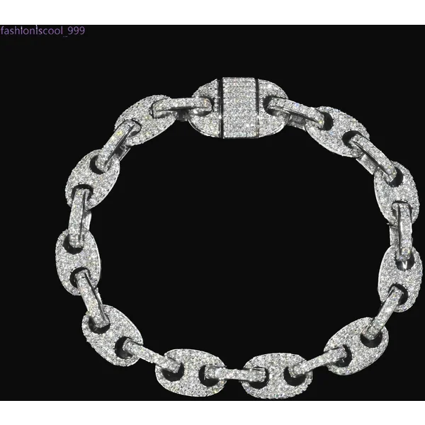 Pass Diamond Tester VVS Ice Out Moissanite Coffee Beans Cuban Link Chain 8mm Bracelet Sier Fine Jewelry For Man Woman