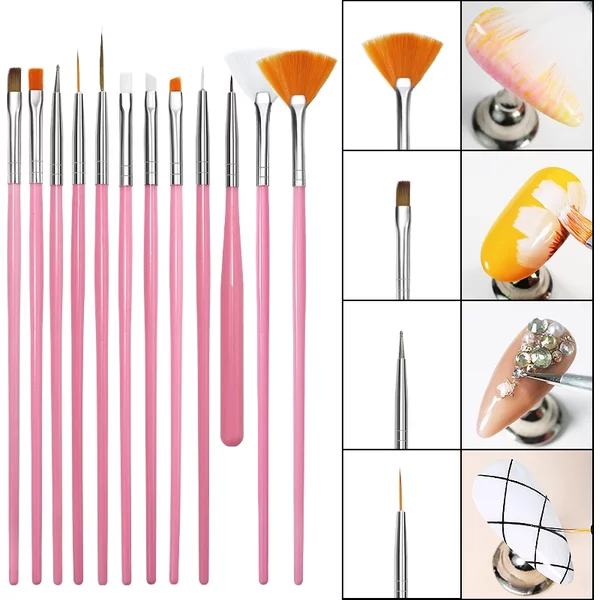 Arte Clavo 7/15PCS Plastic Handle Nail Brush Set Gel Polish Painting Drawing Acrylic Gel Nail Brush For Nails Art Manicure Tools-image