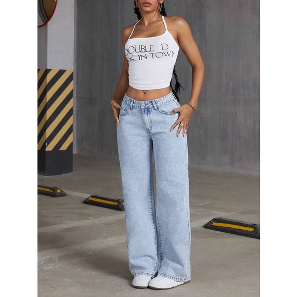 Women's Clothing New High Waist Straight Loose Casual Trendy Versatile Long Pants-image