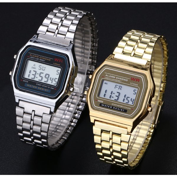 LED Digital Display Military Wristwatches Electronic Digital Present Gift Male Female Unisex Gold Silver Black Vintage Watches