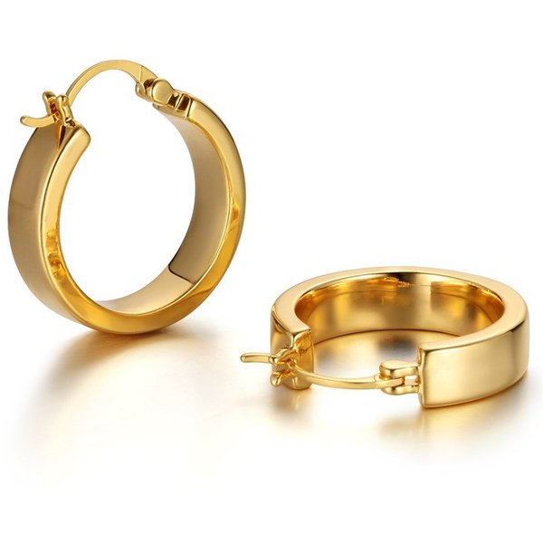 Simple metal geometric circle earrings basic style temperament high end versatile earrings real gold plated female earrings