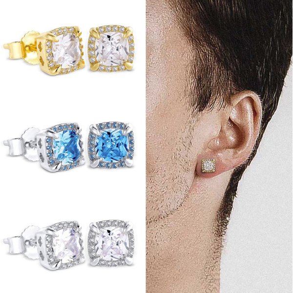 Unisex New Zircon Hip Hop Earrings For Men With Full Diamond Micro Inlaid Personality Earrings-image